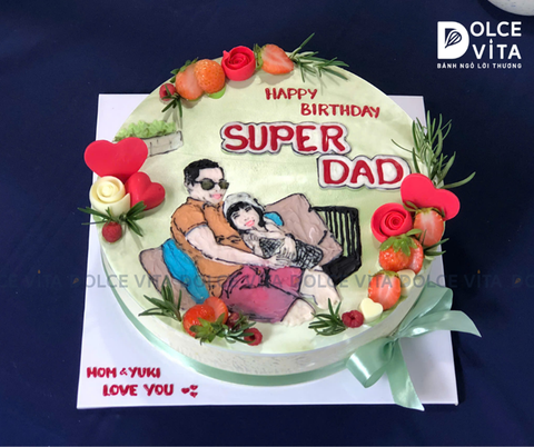 [565] (120) Bánh Kem Vẽ Hình Cha – Tặng Ba Dịp Sinh Nhật hoặc Ngày Của Cha