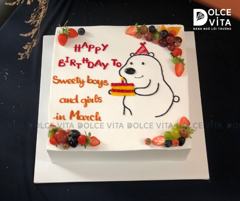 713(50) Bánh hình vuông/ chữ nhật vẽ hình gấu