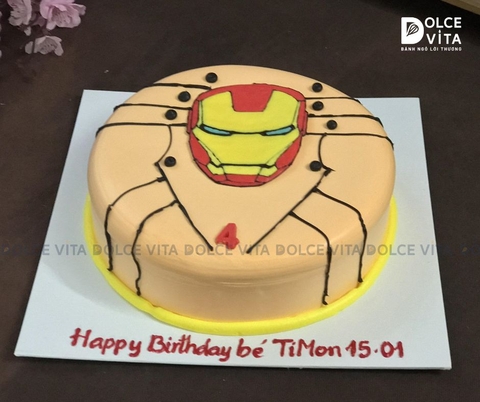 [1458] (70) Bánh chủ đề siêu anh hùngMarvel - Vẽ Người sắt (Iron man)