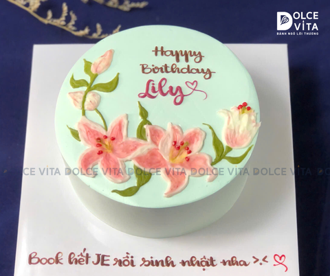 [1210] (80) Bánh Kem Vẽ Hoa Ly | Bánh Sinh Nhật Hoa Lily Đẹp, Ý Nghĩa