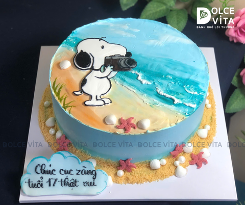 [2989] (150) Bánh kem vẽ nhân vật hoạt hình Snoopy