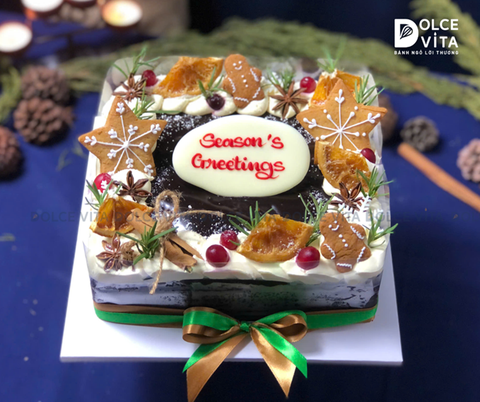 N703 (20-40-60) Brownie hình chữ nhật (Bánh giáng sinh/ Noel/ Christmas cake) trang trí bánh quy gừng