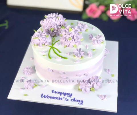 [2013] (60-90-120-150) Bánh kem hoa cẩm tú cầu tone tím - quà tặng dịu dàng cho phái nữ