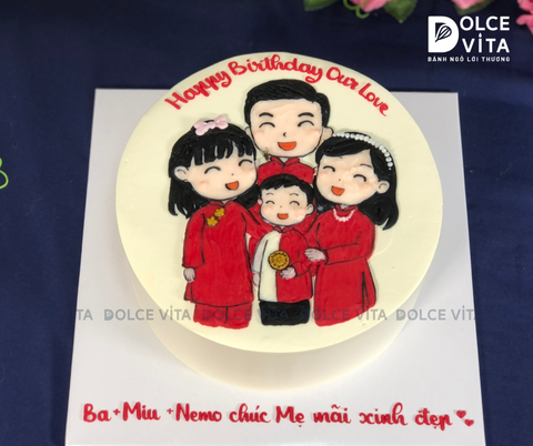 [2033] (130) Bánh Kem Vẽ Gia Đình ngày Tết – Lưu Giữ Yêu Thương Trên Từng Nét Kem