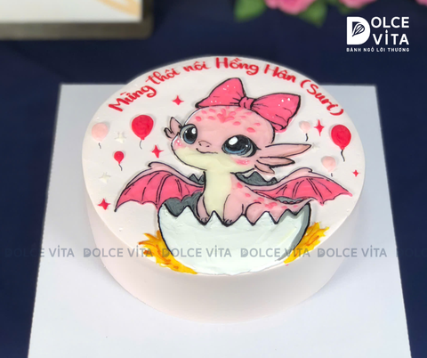 [1882] (85) Bánh vẽ chú Rồng cho thôi nôi, sinh nhật bé gái, phái nữ tuổi Thìn