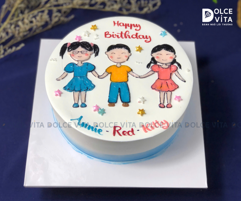 [1213] (90) Bánh Sinh Nhật Tập thể - Vẽ hình bé
