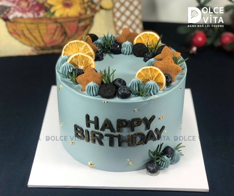 [2884] (70-120-220) Bánh kem thanh lịch trang trí việt quất, bánh cookie