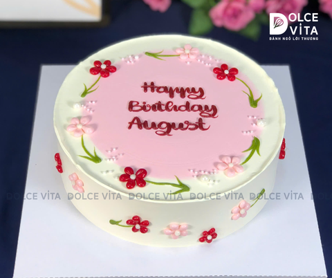 [142] Bánh vẽ hoa nhỏ xinh, đơn giản tông hồng