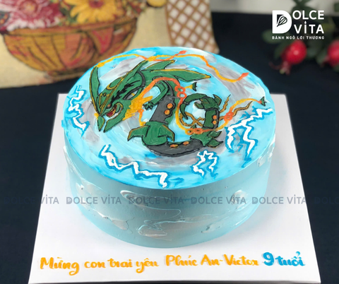 [2904] (90) Bánh kem vẽ Pokemon Rayquaza theo sở thích