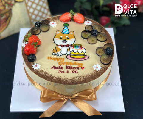 [1463] (40) Bánh Tiramisu vẽ chú chó