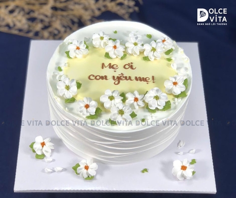 [1300]  (30) Bánh kem trang trí hoa cúc thanh khiết tặng Mẹ, Bà..