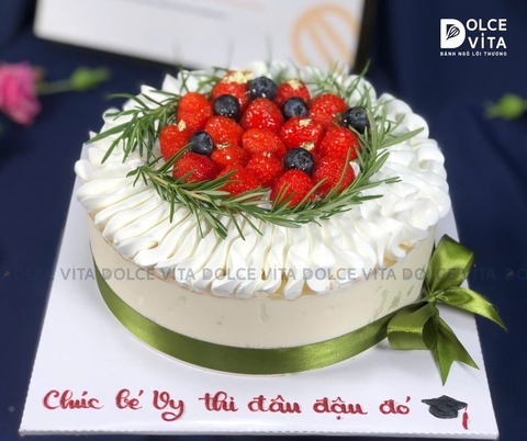 [1333] (30-50-70-90) Green Tea Lemon - mousse trà xanh trang trí dâu tây và việt quất sang trọng
