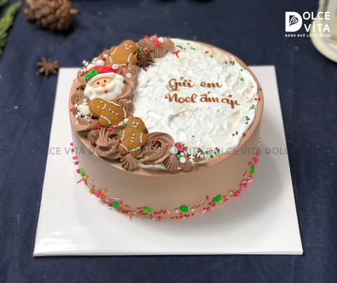TD017 (30) Bánh giáng sinh/ Noel/ Christmas cake) trang trí ông già noel và bánh quy gừng