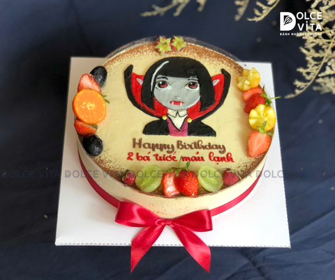 [1231] (60) Bánh Tiramisu vẽ hình ma cà rồng (vampire)