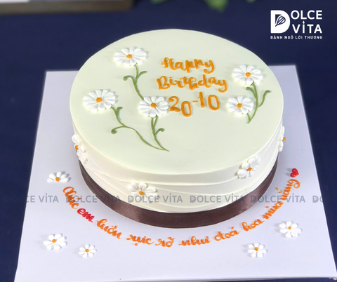 [2049] Bánh sinh nhật trang trí hoa cúc nhẹ nhàng - dịu dàng tặng cho phái nữ