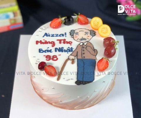 [1312] (50) Bánh kem vẽ hình ông chống gậy