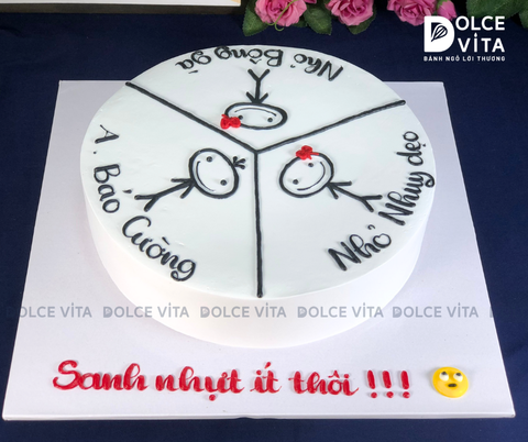 [2030] (20) Bánh kem vẽ người que hài hước cho sinh nhật chung