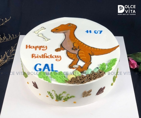 [1216] (80) Bánh kem vẽ khủng long T-rex – Món quà sinh nhật độc đáo cho bé trai