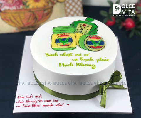 [2883] (85) Bánh vẽ chủ đề chai dầu gió, thuốc giảm đau - hài hước và ấm áp