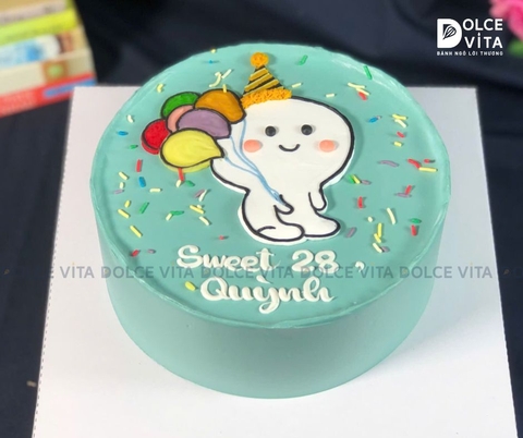 [1832] (30) Bánh Kem Phong Cách Hàn Quốc – Hình Ảnh Cầm Chùm Bóng Pastel Tươi Mát