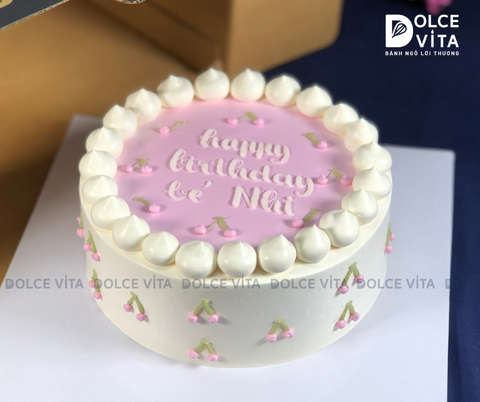 [2029] Bánh Kem Tone tím dịu dàng – Vẽ Quả Cherry Ngọt Ngào