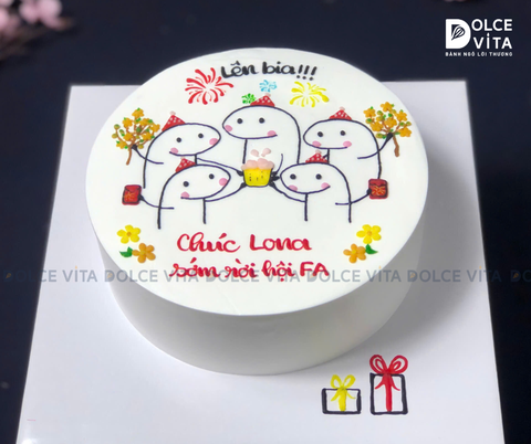 1041 (60) Bánh vẽ hình tập thể hài hước cầm ly ngày tết