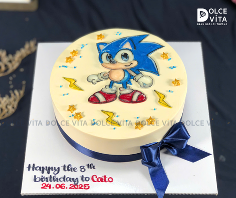 [1533] (80) Bánh kem vẽ Nhím Tốc Độ - Quà tặng cho Fan của Sonic