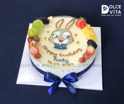 [513] (60) Green Tea Lemon (Bánh mousse trà xanh chanh) vẽ thỏ Zootopia Bunny Officer