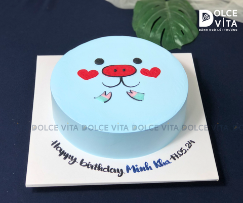 326 Vẽ heo đơn giản tông xanh cho bé trai