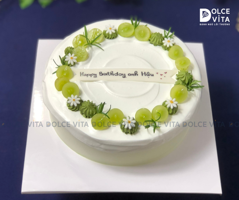 [1590] (30) Bánh kem trang trí nho tone xanh tươi mát cho nhiều dịp