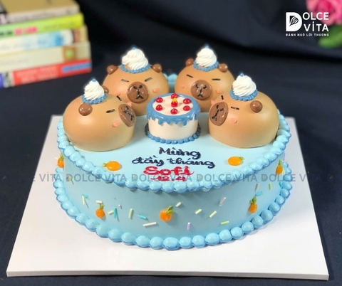 [1263] (160) Bánh kem tạo hình Capybara và bánh kem - món quà sinh nhật đáng yêu
