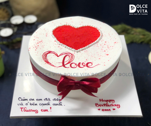 [128] Bánh vẽ trái tim màu đỏ - quà tặng tình yêu