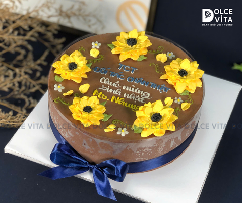 [1521] (45-60-60-80) Bánh Chocolate Mousse trang trí  hoa hướng dương rực rỡ