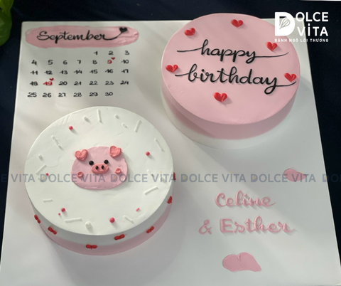 [716] (60) Bánh trang trí vẽ chú heo - dành cho sinh nhật chung