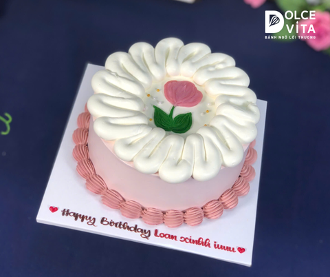 [1881] (20) Bánh kem phong cách nhẹ nhàng, vẽ hoa đơn giản tone hồng