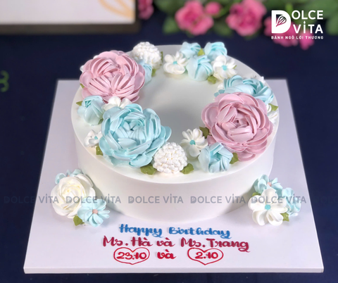 [2043] (M80) Bánh kem trang trí Hoa Pastel – Bánh Kem Nghệ Thuật, Quà Tặng Ngọt Ngào