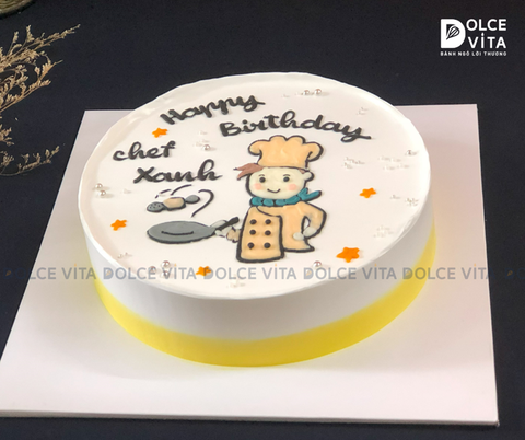 [1225] (50) Bánh Sinh Nhật vẽ Đầu Bếp