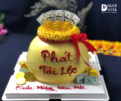 627 (140) Bánh túi tiền/ túi tiền/ hũ vàng Tài Lộc mừng khai trương - ngày thần tài