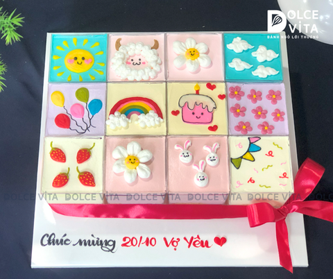 [0491] Set bánh ly nhiều vị trang trí mẫu tươi sáng