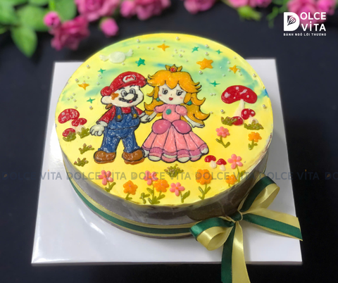[1169] (130) Bánh sinh nhật vẽ Mario và công chúa Peach cho bé
