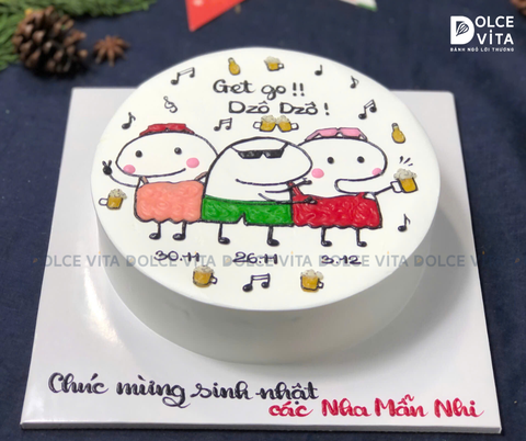 [1754] (50) Bánh vẽ meme quẩy tập thể hài hước, cầm ly bia