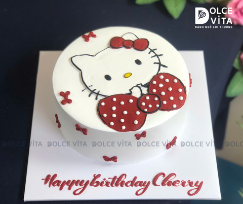 [2982] (70) Bánh kem vẽ Mèo Kitty cho bé gái
