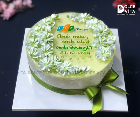 608 Green Tea Lemon (Bánh mousse trà xanh chanh) trang trí viền hoa