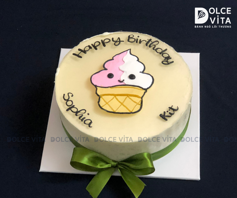 424 (20) Bánh vẽ que kem ốc quế (Green Tea Lemon mousse)