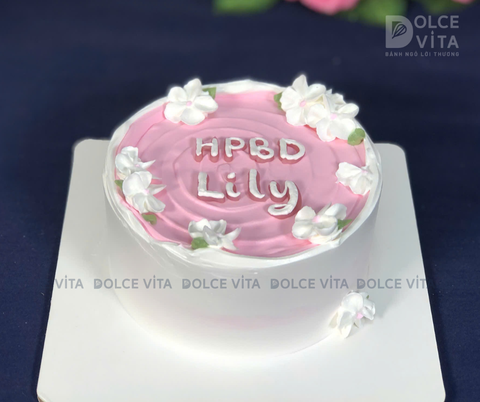 [1880] Bánh kem mini (bento) trang trí đơn giản tone hồng