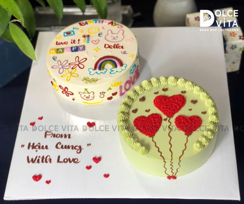 [705] (100) Bánh đôi trang trí trái tim, chi tiết dễ thương