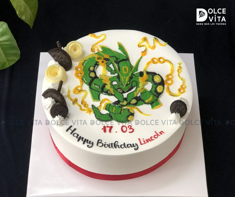[1641] (90) Bánh kem vẽ Pokemon Rayquaza theo sở thích