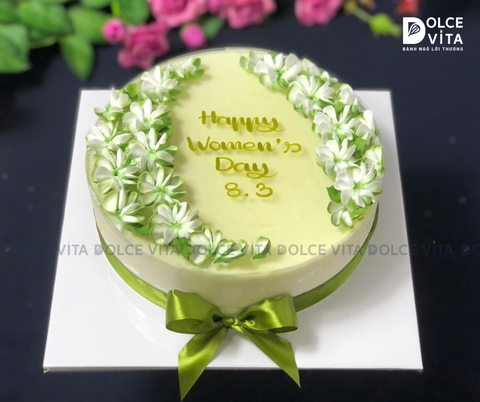 1098 Green Tea Lemon (Bánh mousse trà xanh chanh) trang trí viền hoa