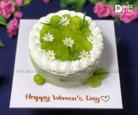 [1589] (40) Bánh kem trang trí nho tone xanh tươi mát cho nhiều dịp