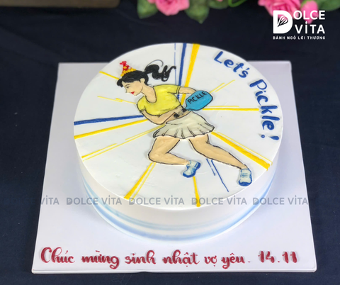 [2085] (90) Bánh kem sinh nhật chủ đề Pickleball tặng cho nữ